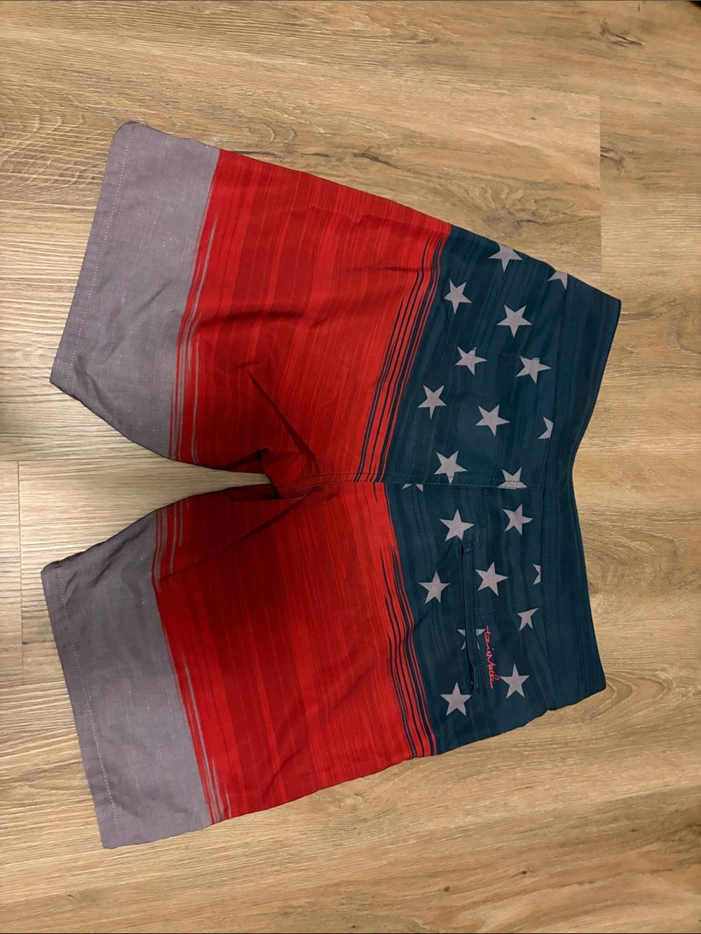 Travis Mathew Red, Navy & Gray Starboard Swim Shorts - Picture 2 of 2